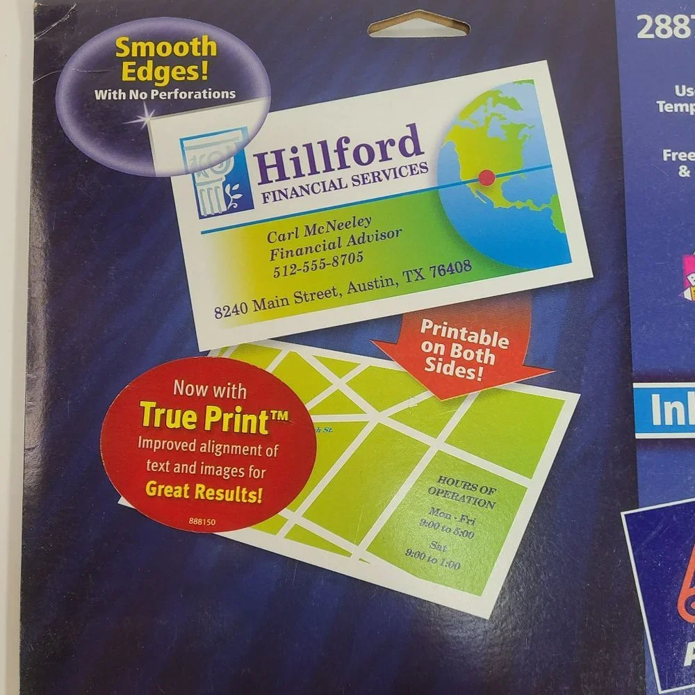 Avery Clean Edge Business Cards Ink Jet Printable White 28878 90 Cards